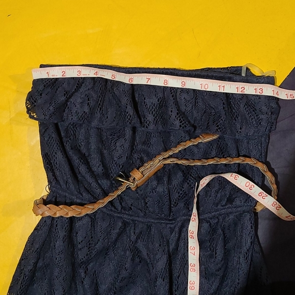 Navy Blue Hi-lo strapless dress - Picture 6 of 7